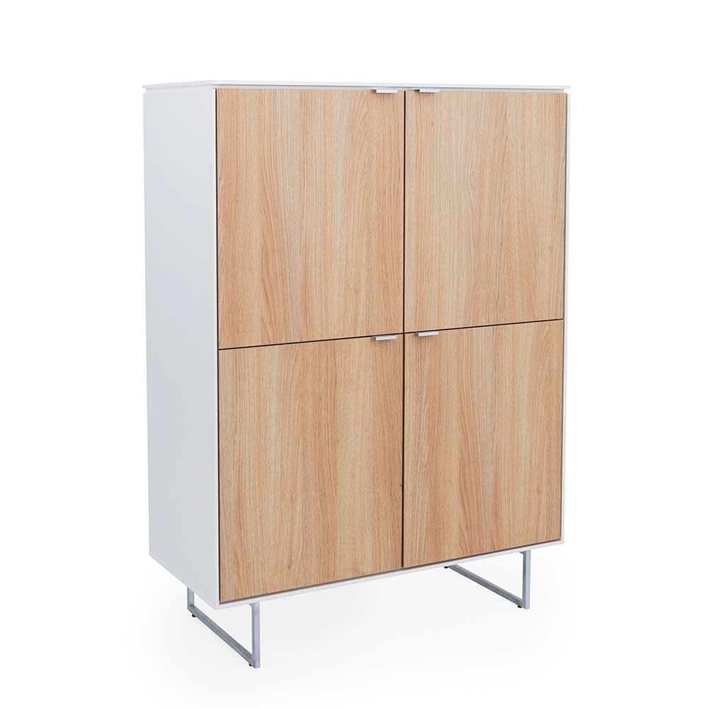 Wohnzimmer Highboard in Eiche & Weiß - Lysdanu