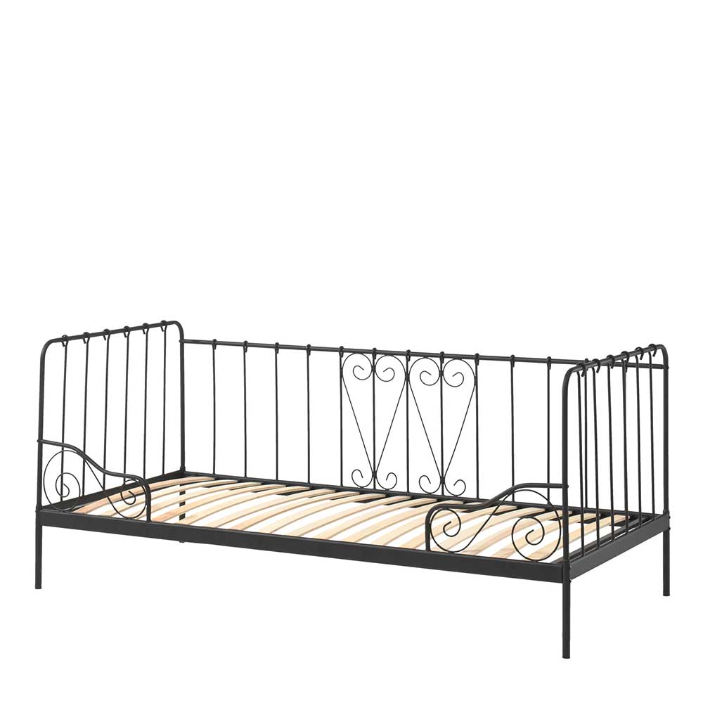 Vintage Design Metallbett in Schwarz 90x200 - Livisica