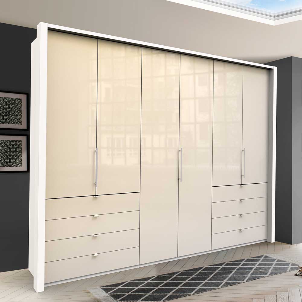 Panorama Kleiderschrank in Creme Glas - Zidarie