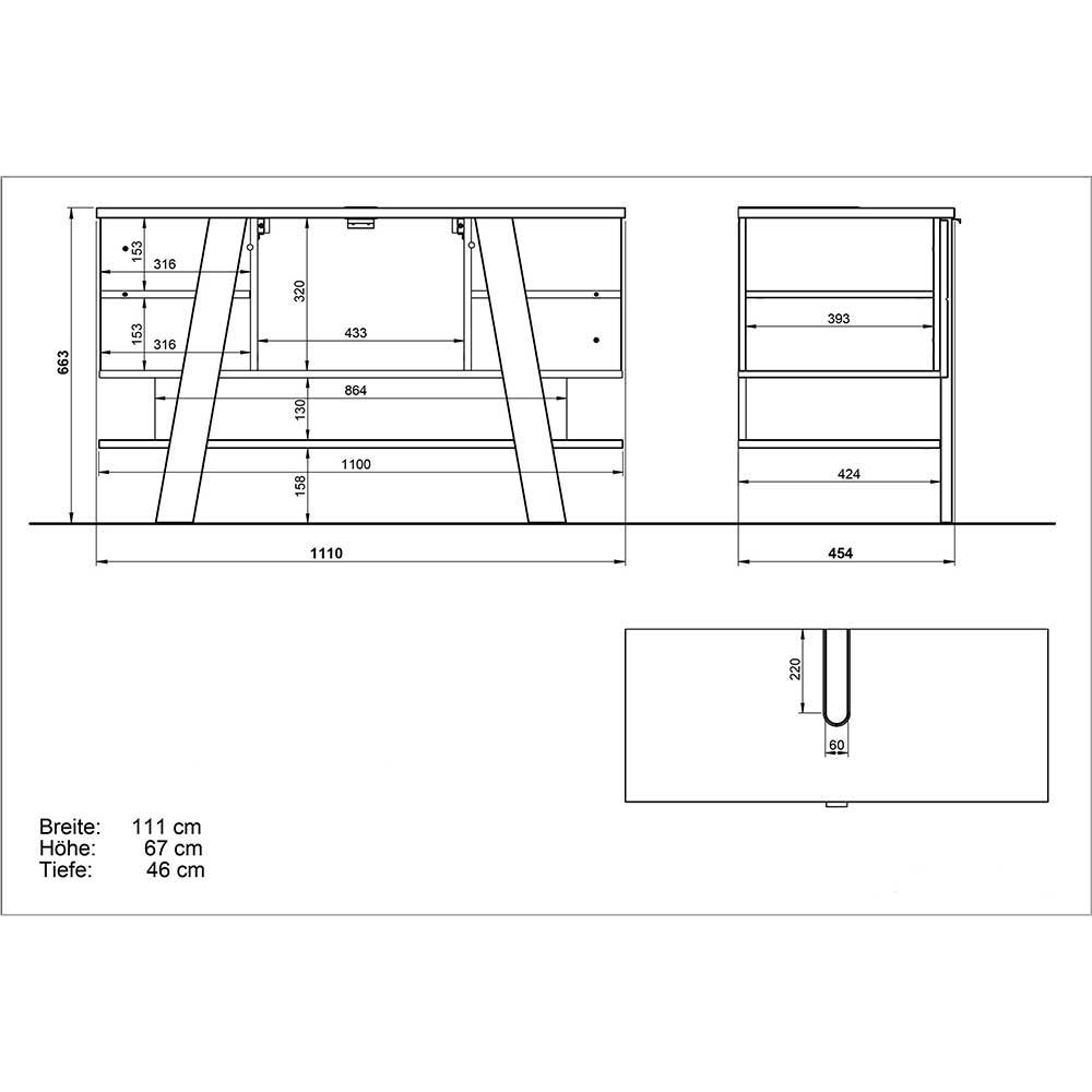 Design Waschtisch & Spiegelschrank - Latara (zweiteilig)