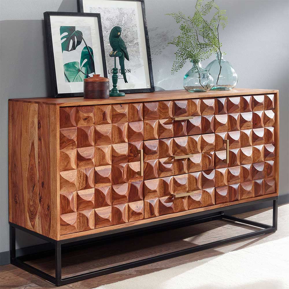 Design Holz Sideboard mit Bügelgestell - Rusty