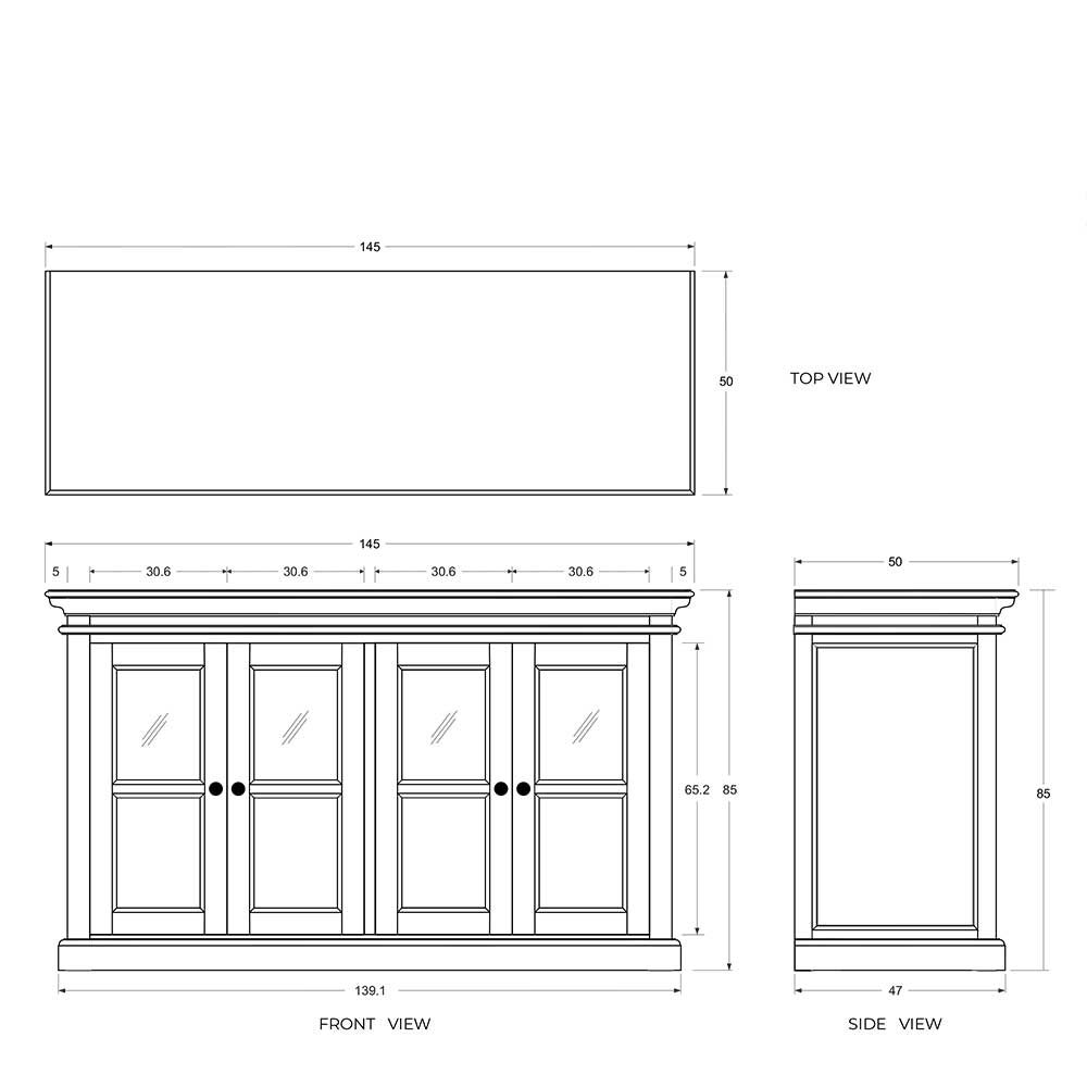 145x85x50 cm Modern Country Sideboard in Weiß - Keedan