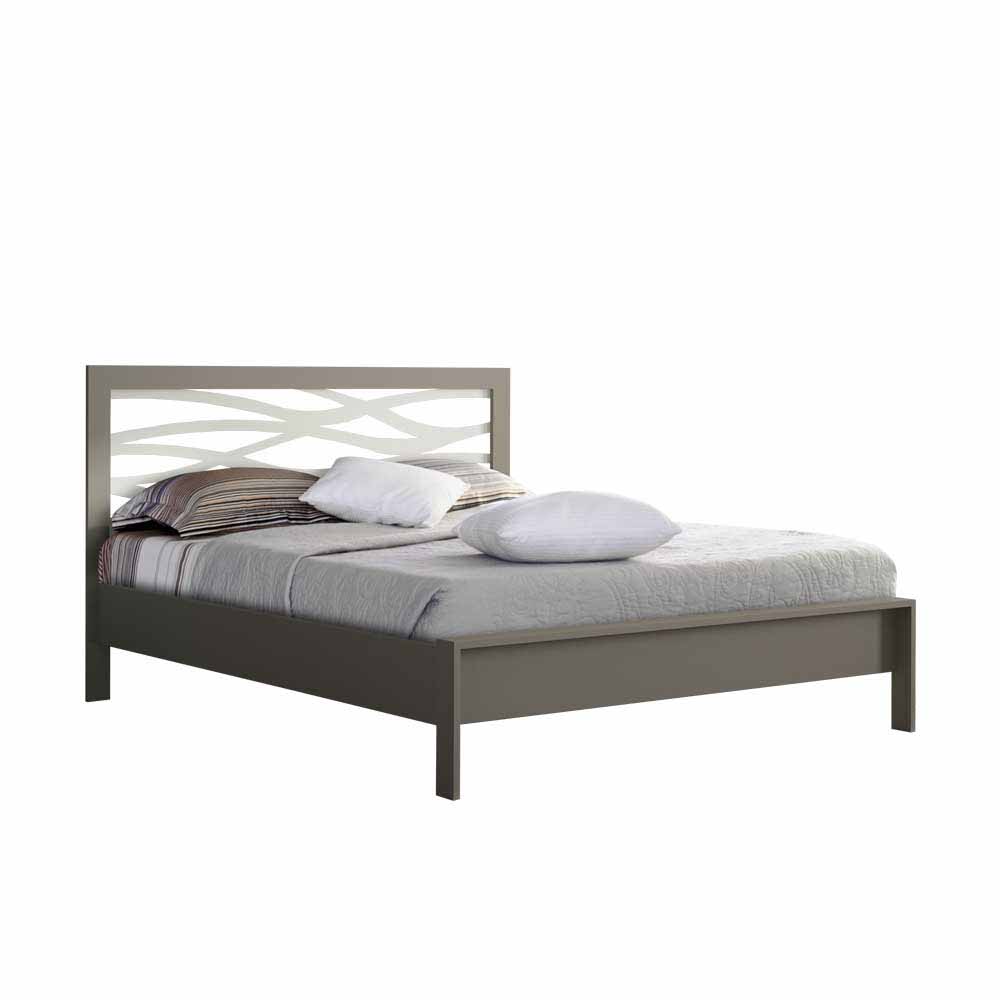 Design Metallbett Tuloca in Grau Weiß