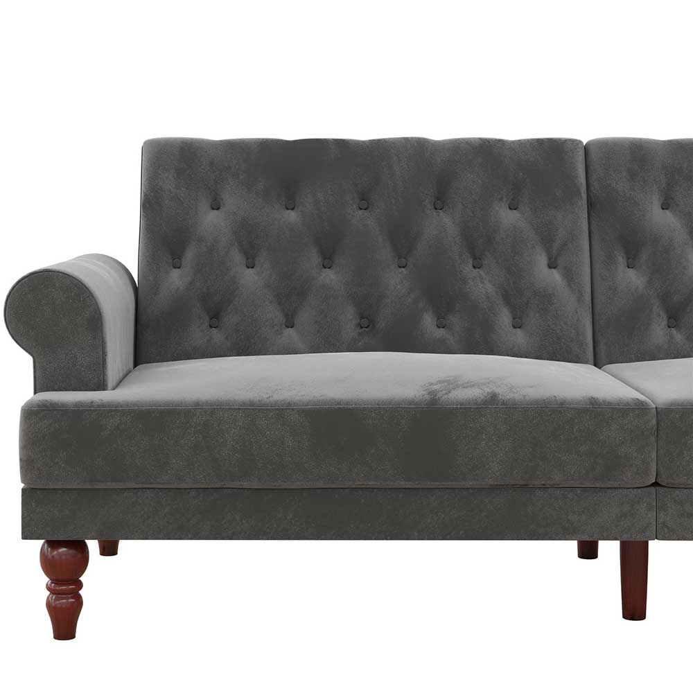 Vintage Style Couch in Grau Samtbezug - Limoncito