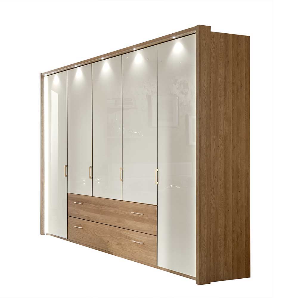 5-türiger Kleiderschrank Anglesia in Creme und Eiche