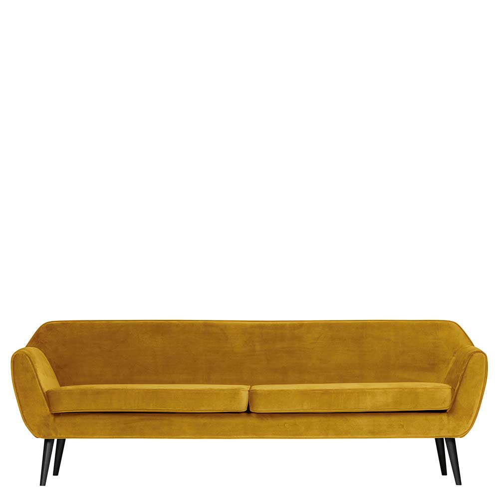 Retro Style 3er Sofa aus Samt Gelb - Ergonio