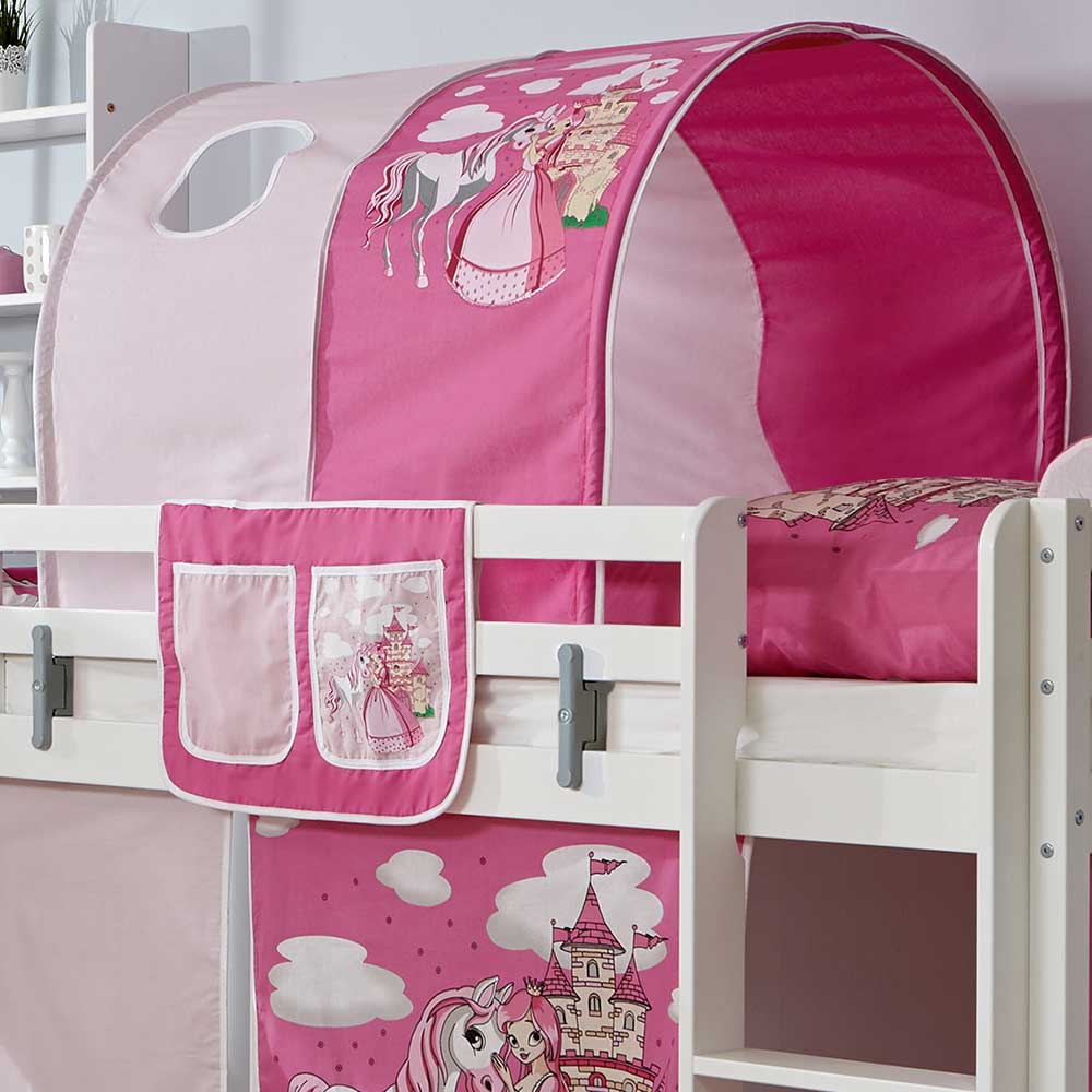 Abenteuer Hochbett Prinzessin in Weiß Pink - Pelevas