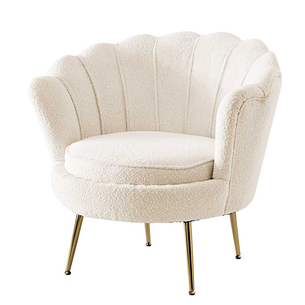 Muschel Designsessel in Creme Boucle - Ucera