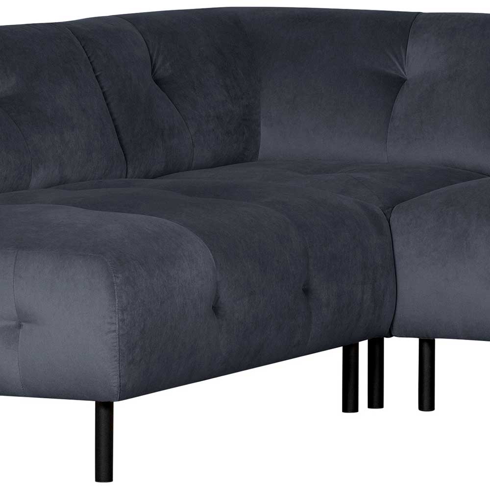 Samt L-Sofa in Dunkelgrau - Roccoss