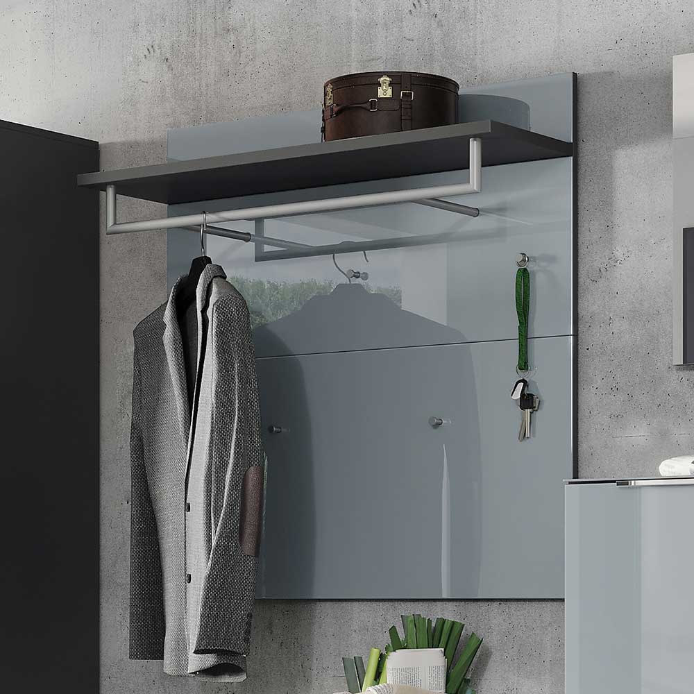 97x96x30 Wandgarderobe in Silbergrau Glas - Ilfred