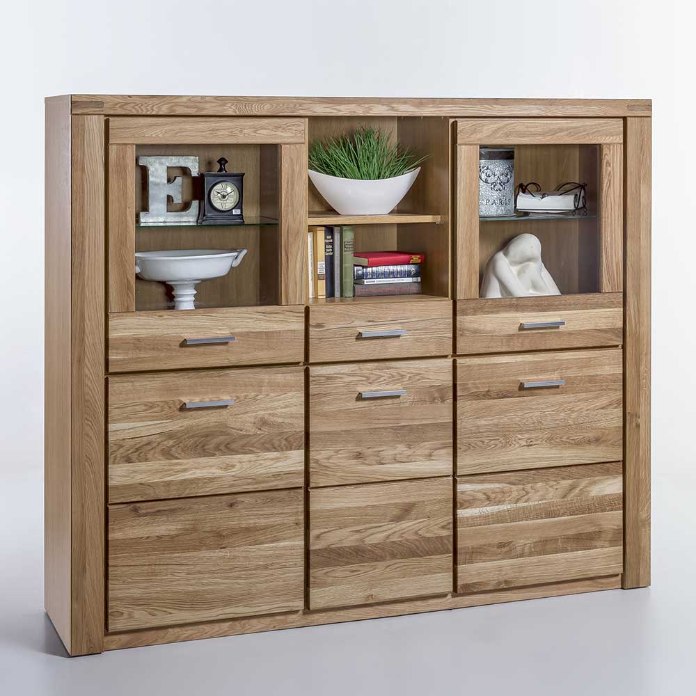 158x140x40 Holz Highboard aus Wildeiche - Maila