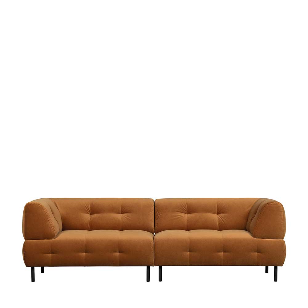 Dreier Sofa mit Armlehnen in Hellbraun - Label