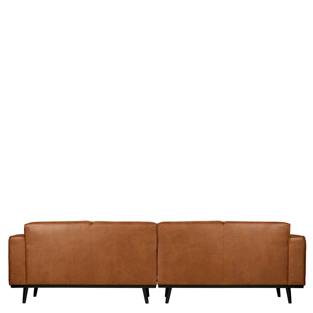 Retro Recyclingleder Couch in Braun Cognac - Lasha