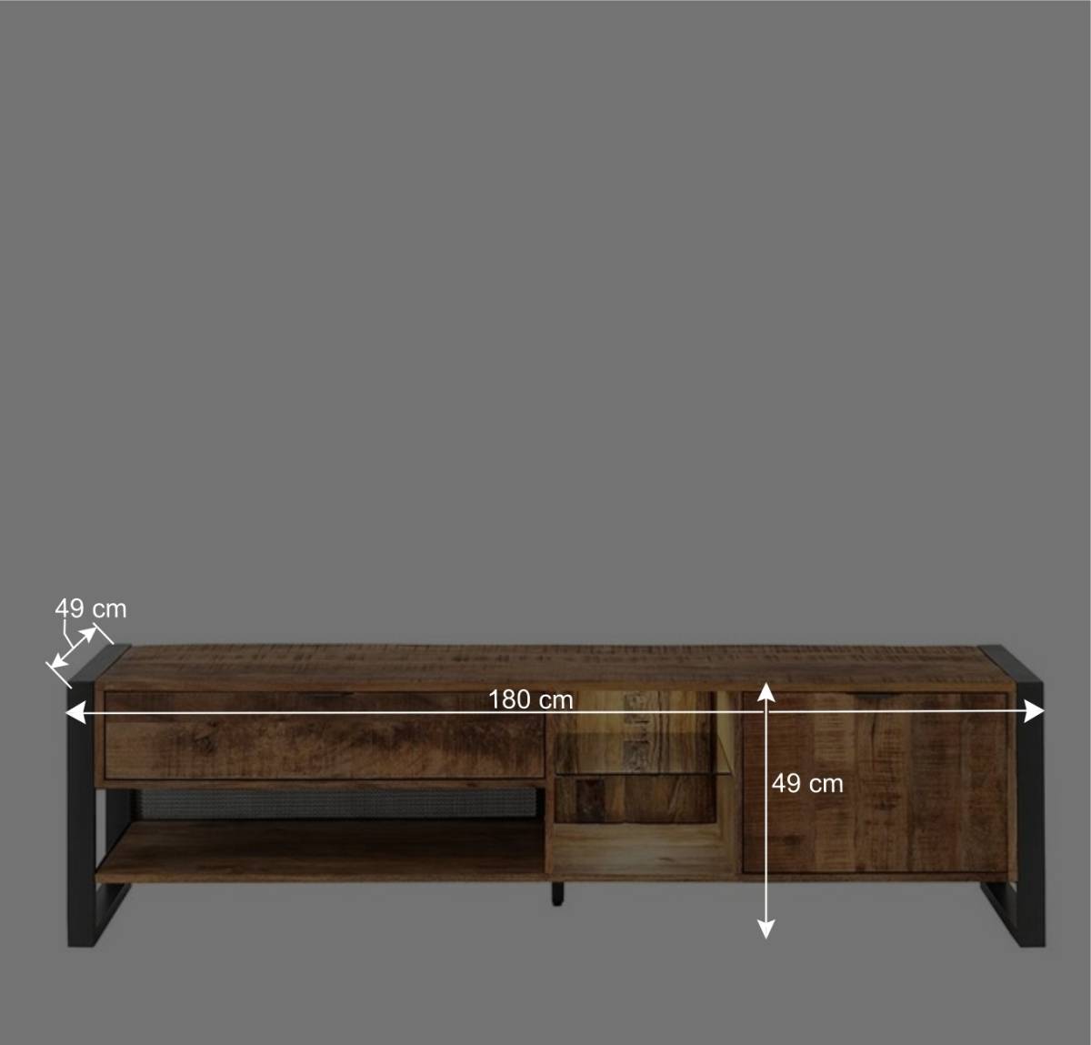 TV Lowboard aus Recyclingholz & Metall - Acira