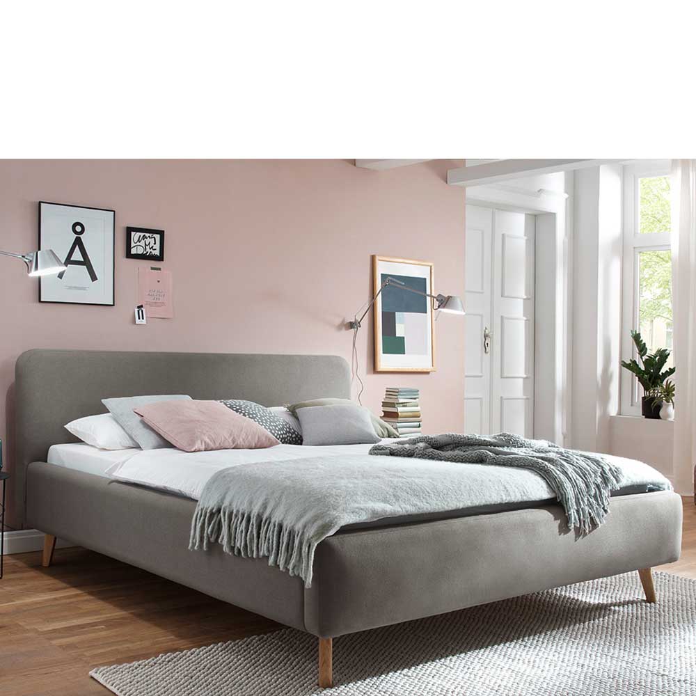 Modernes Stoff Doppelbett in Taupe - Vivien