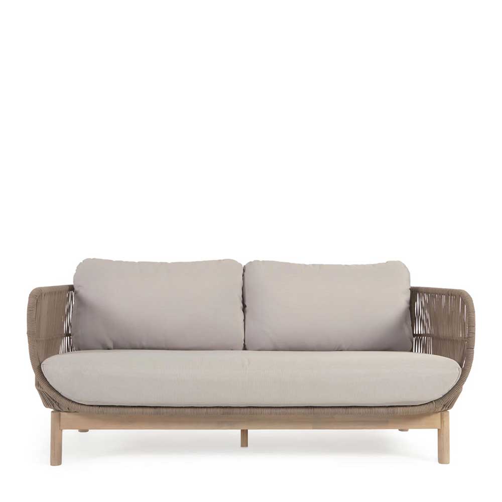 Sofa aus Kordel Geflecht & Holz mit Polster - Calivias