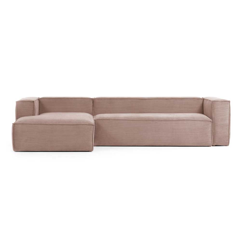 3 Sitzer Cord Ecksofa in Rosa - Zandras