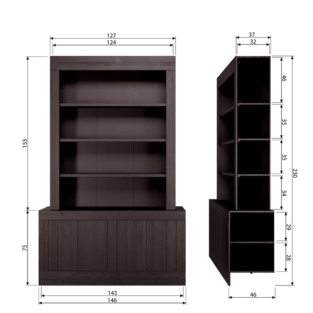 146x230x46 Moderner Buffetschrank im Japandi Stil - Genayas