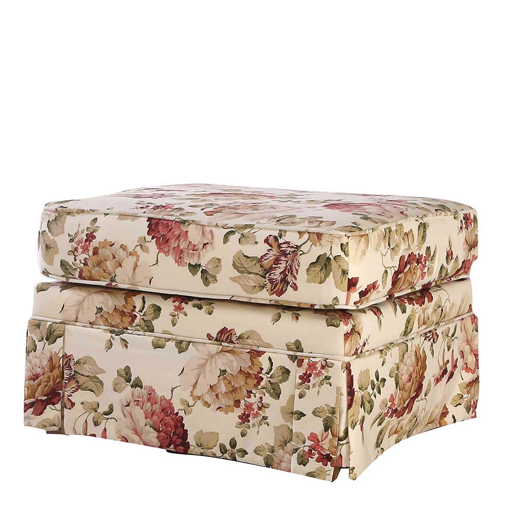 74x52x60 Polsterhocker mit Blumen Stoff - Kammas