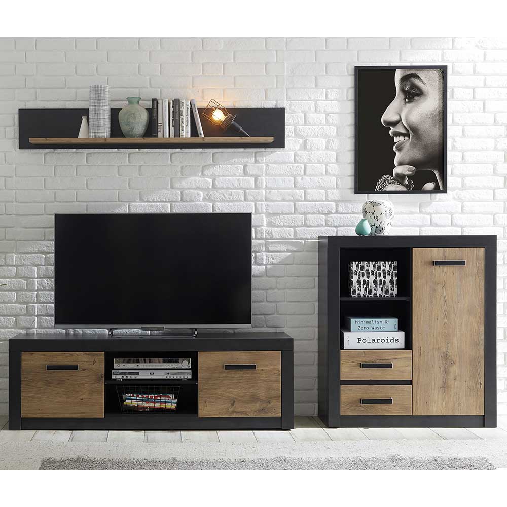 Kleines TV Anbauwand Set - Ebrican (dreiteilig)