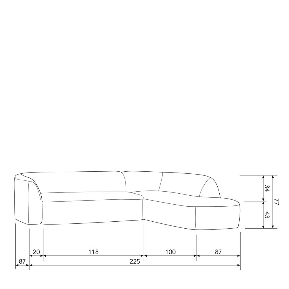 Ecksofa in Hellbraun Chenille Bezug - Acira