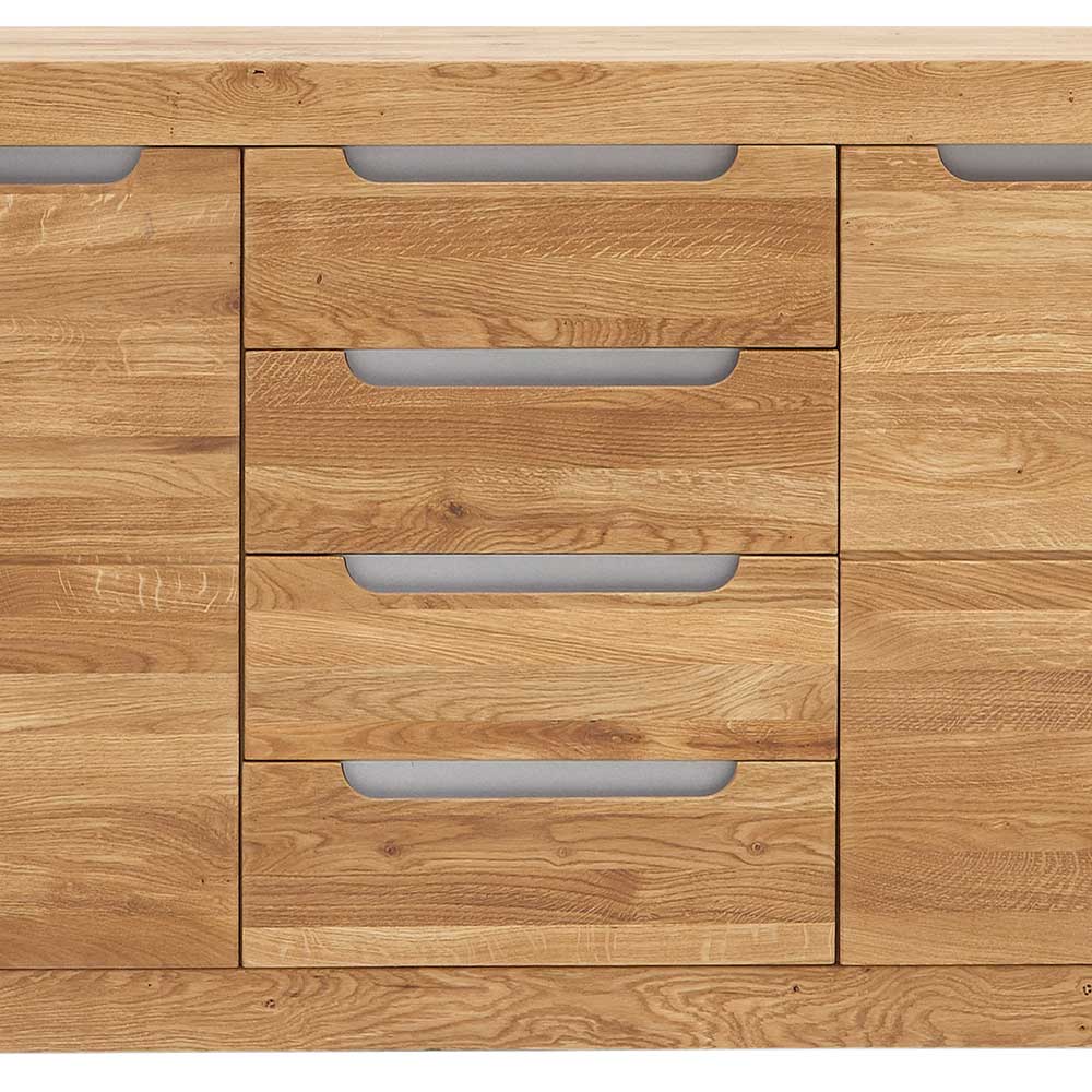 160x82x44 Massives Sideboard aus Wildeiche Bianco - Jiango