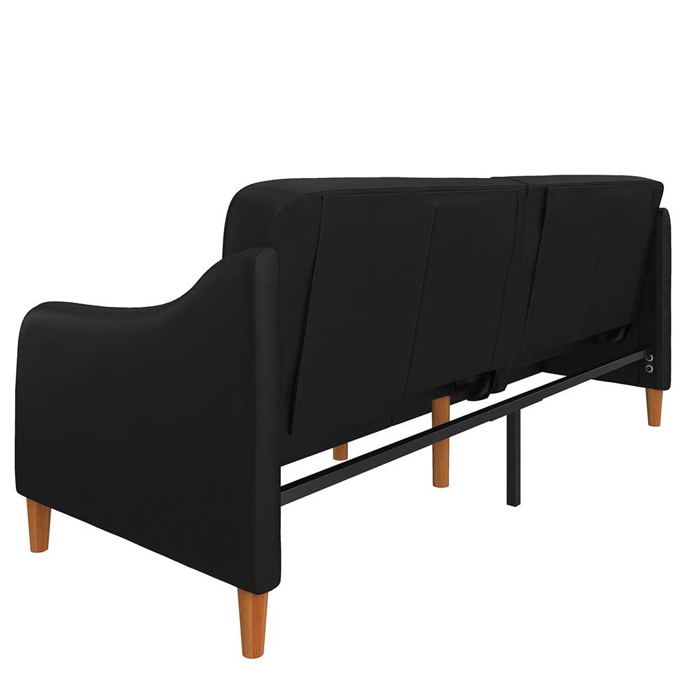 Kunstleder Schlafsofa in Schwarz - Marc