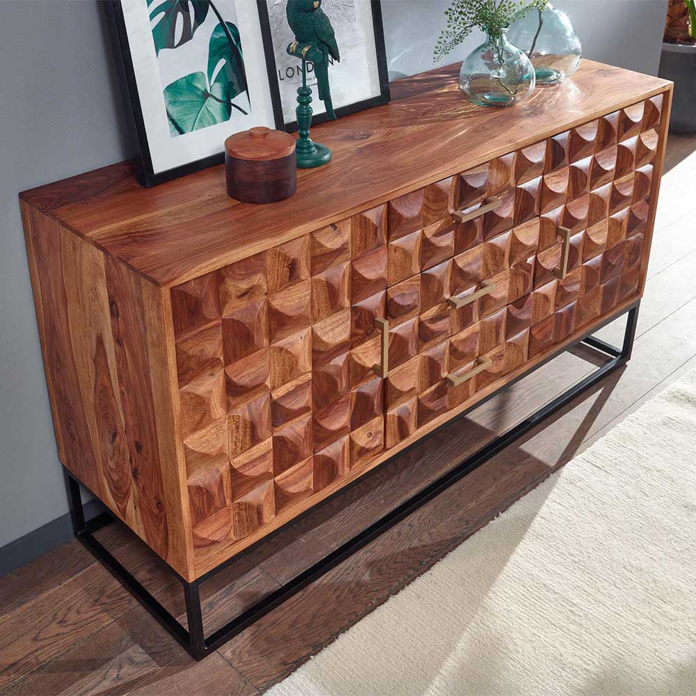 Design Holz Sideboard mit Bügelgestell - Rusty