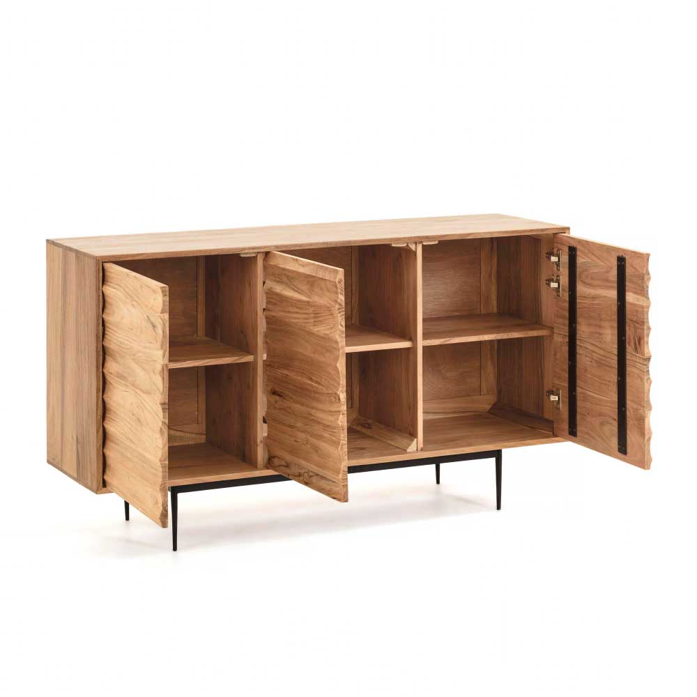 147x81x41 Türen-Sideboard aus massiver Akazie - Olvinas