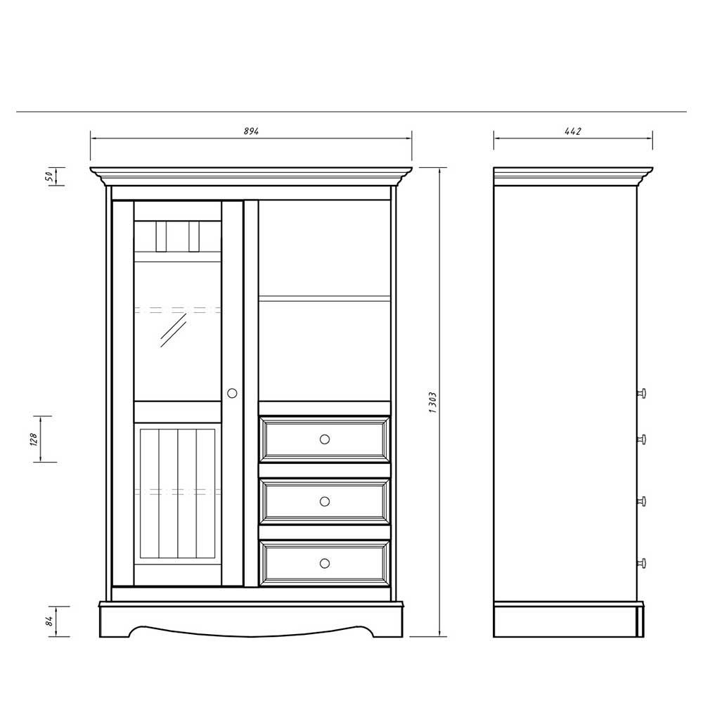 Country Style Highboard in Weiß & Eiche - Vitablo