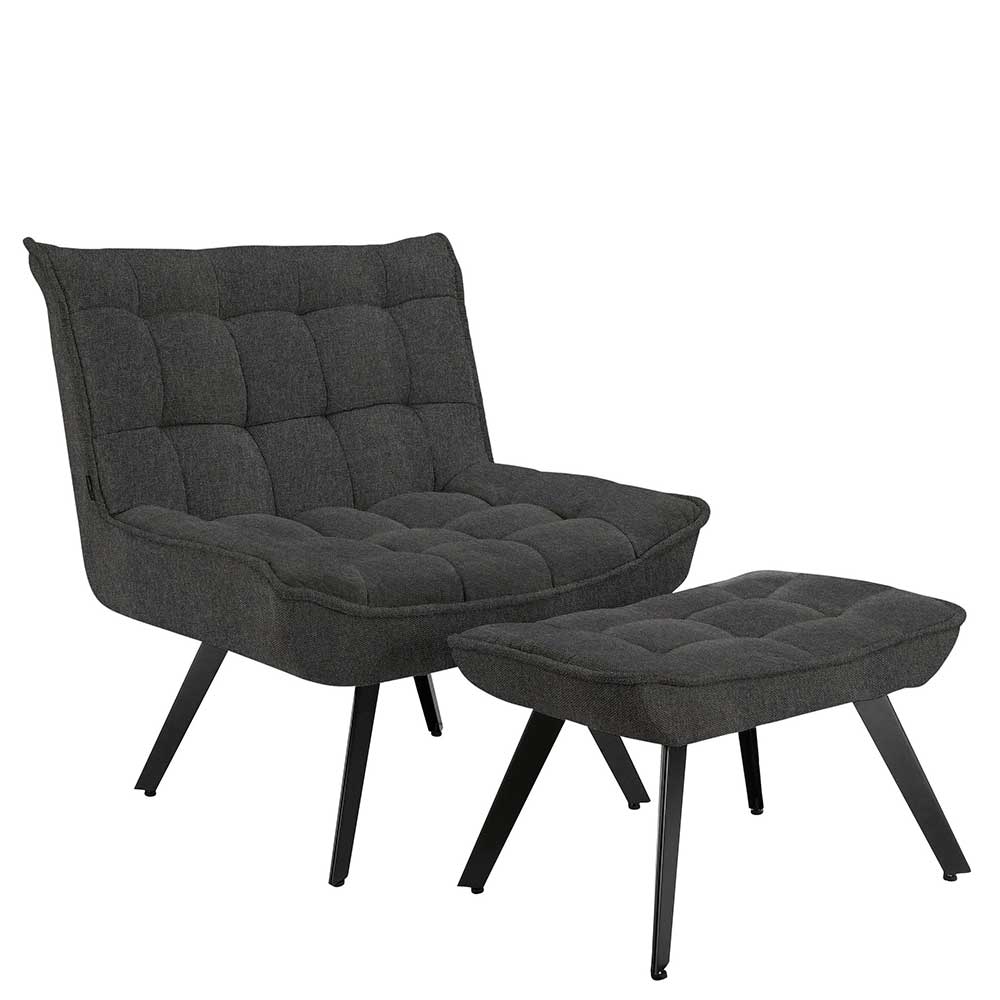 Lounge Sessel mit Hocker in Anthrazit - Mook (zweiteilig)