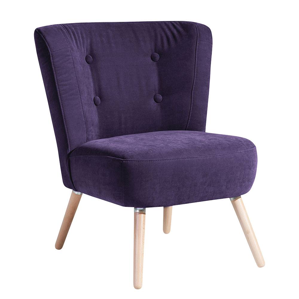 Vintage Look Sessel in Violett Velours - Casir