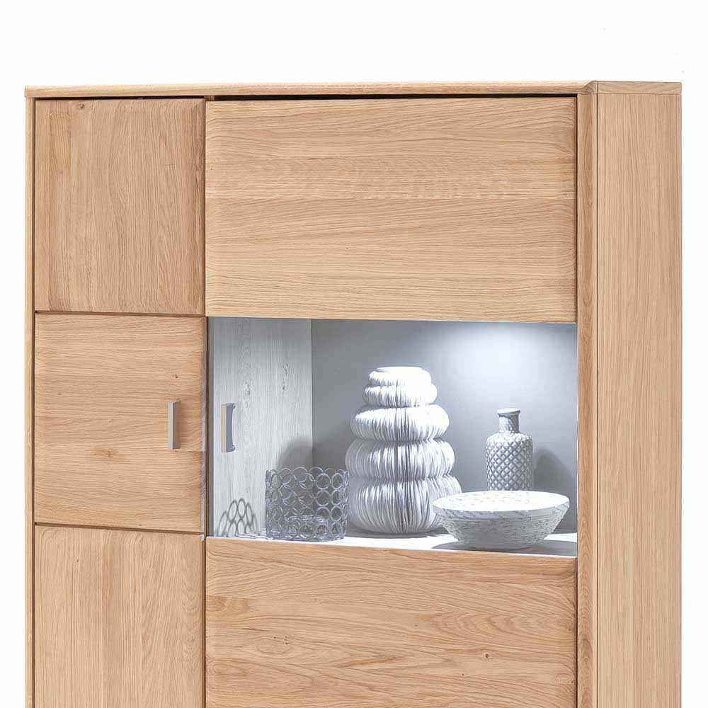 Design Highboard Vernella aus Eiche Bianco