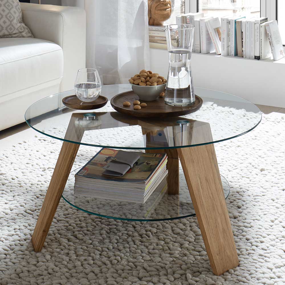 Runder Couchtisch mit zwei Glasplatten - Liaria