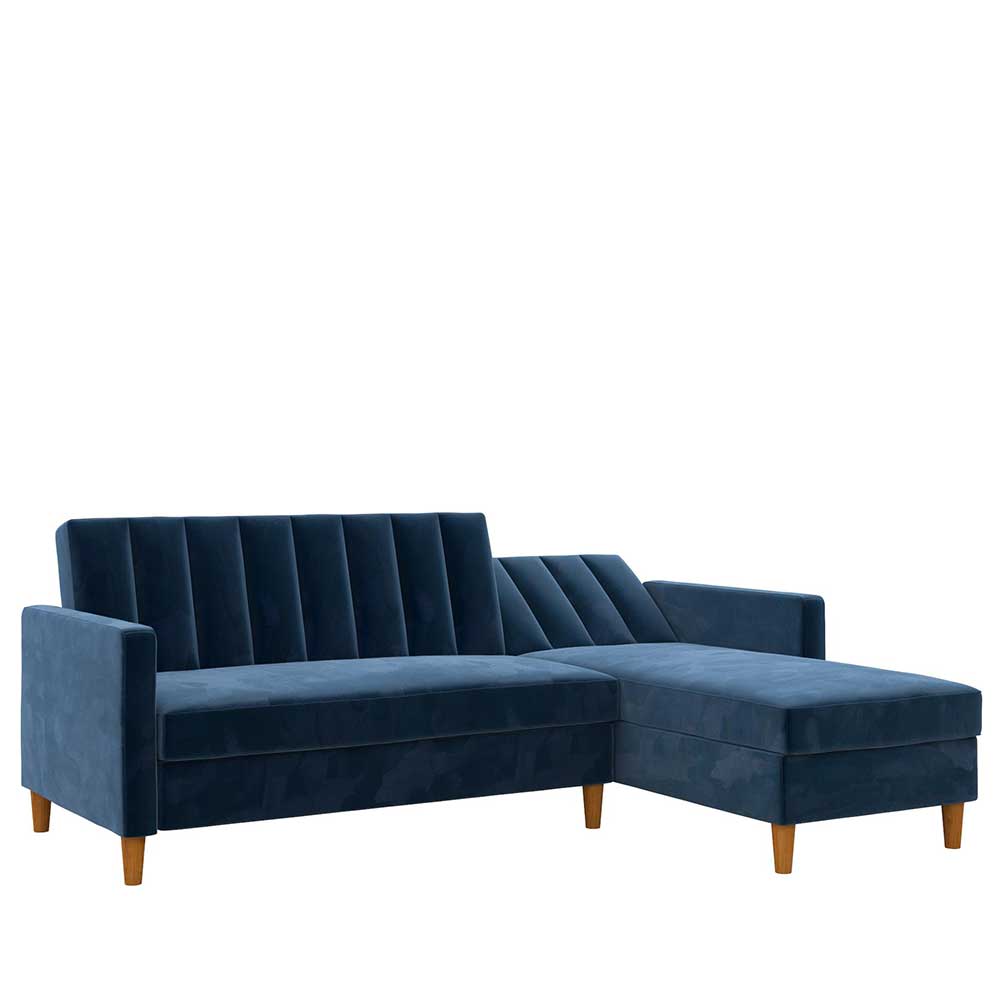 L-Schlafsofa in Blau Samt - Astomon