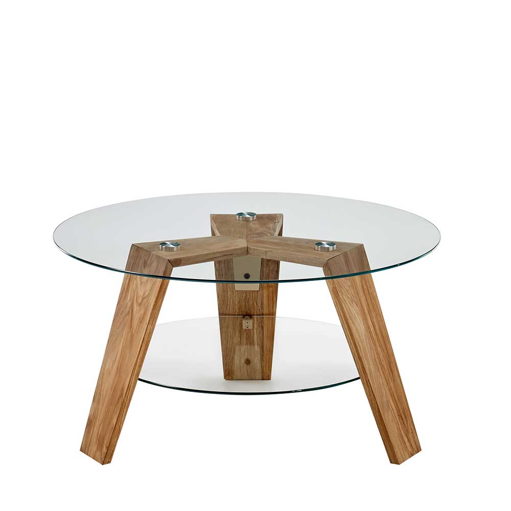 Runder Couchtisch mit zwei Glasplatten - Liaria