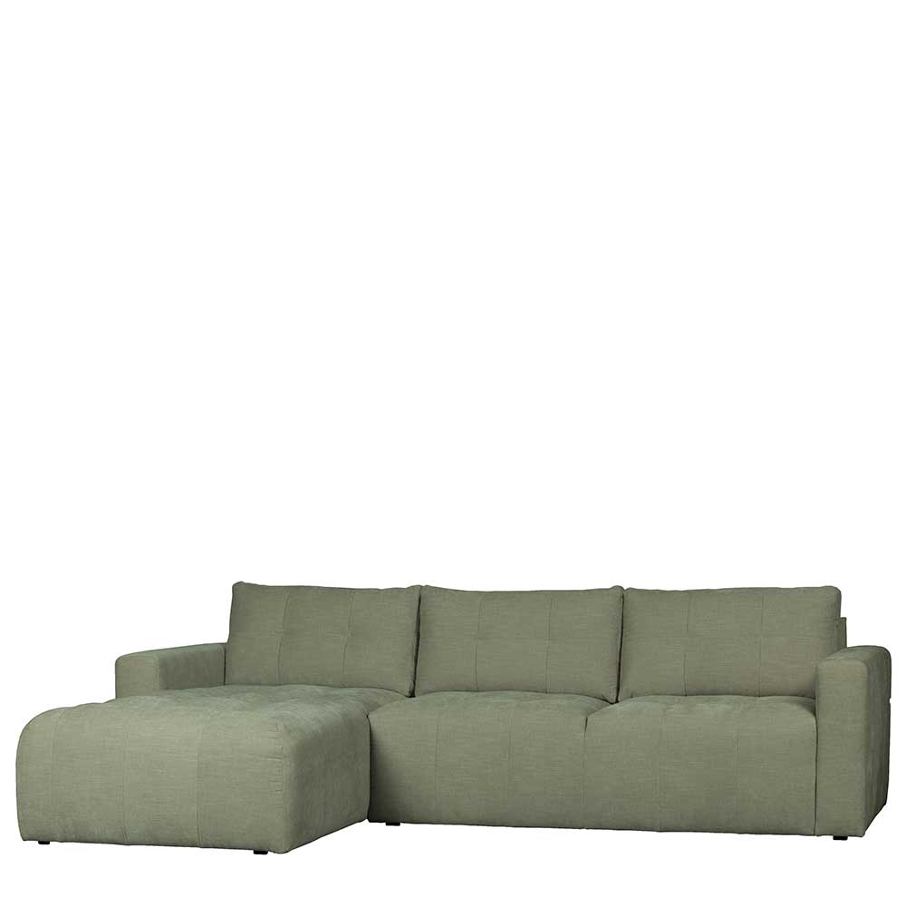 Couch in L-Form in Graugrün Stoff - Kutas