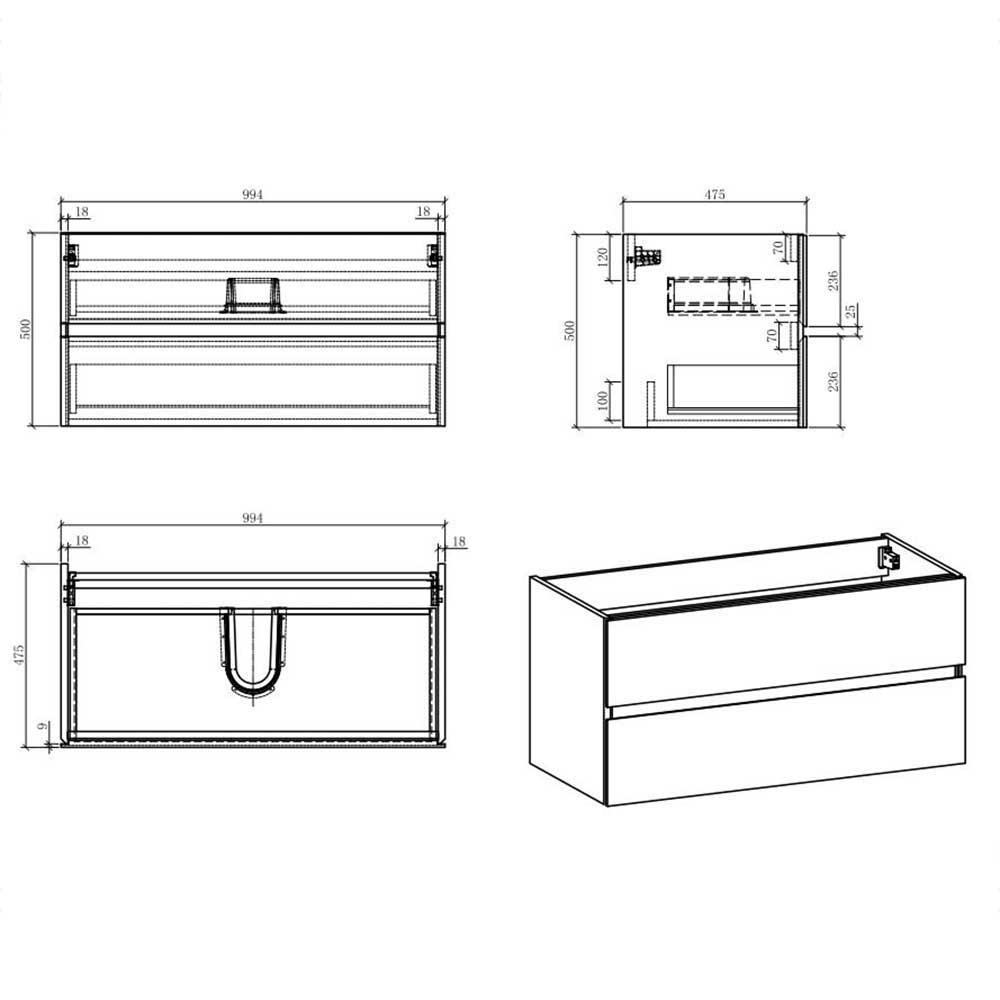 Set Waschplatz in Grau & Weiß - Lausanna I (zweiteilig)