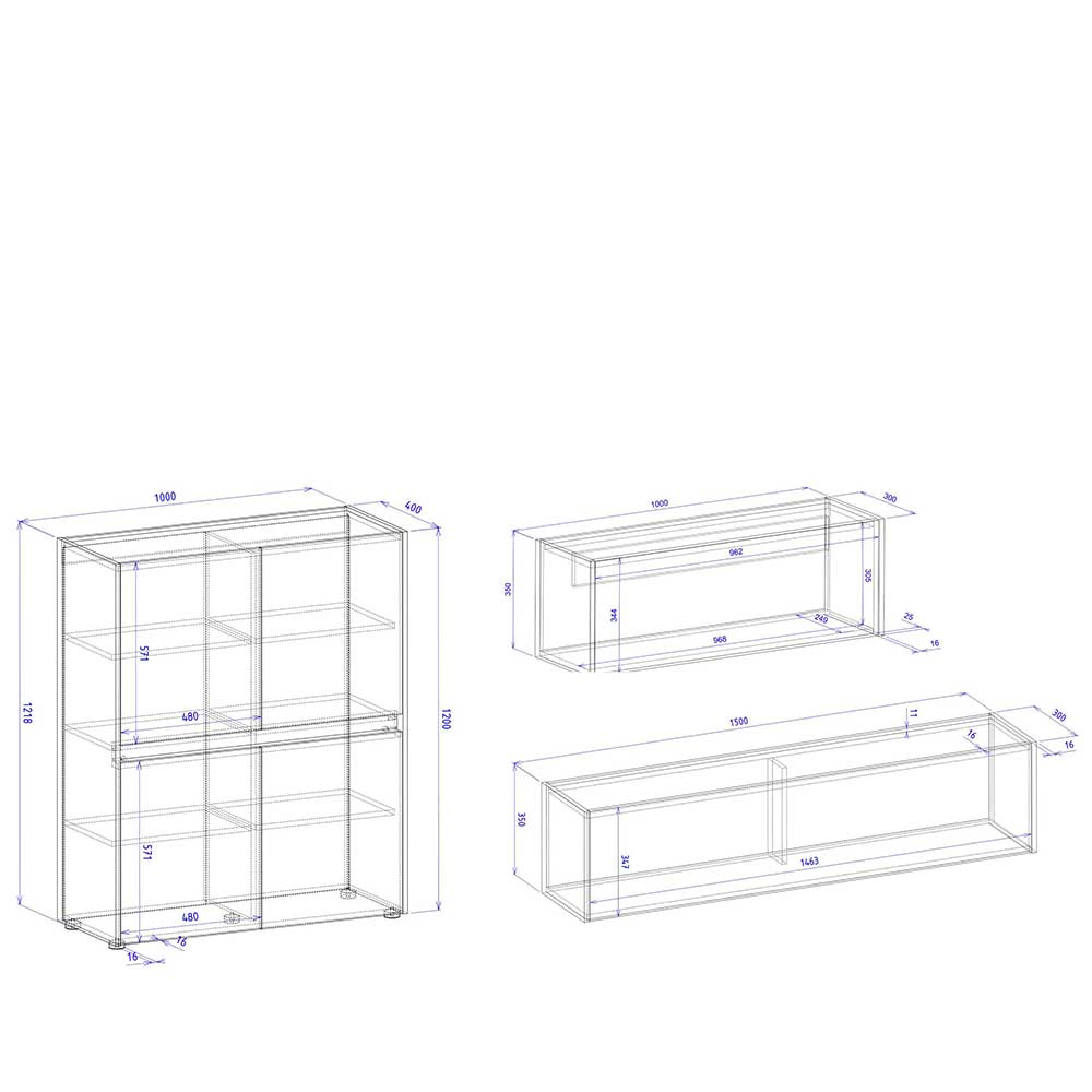 Moderne Wohnzimmereinrichtung Schrank Set - Nonessia (dreiteilig)