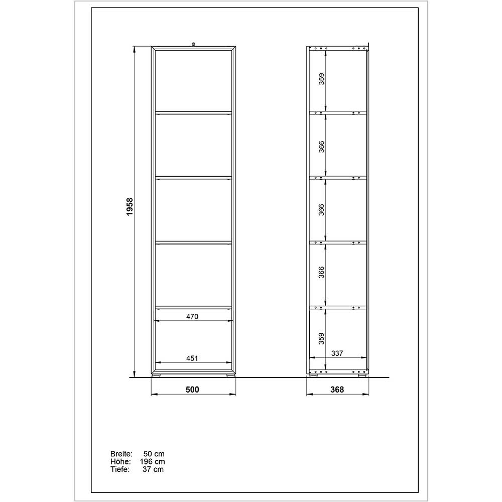 50x196x37 Regal in Weiß & Wildeiche - Laszlo