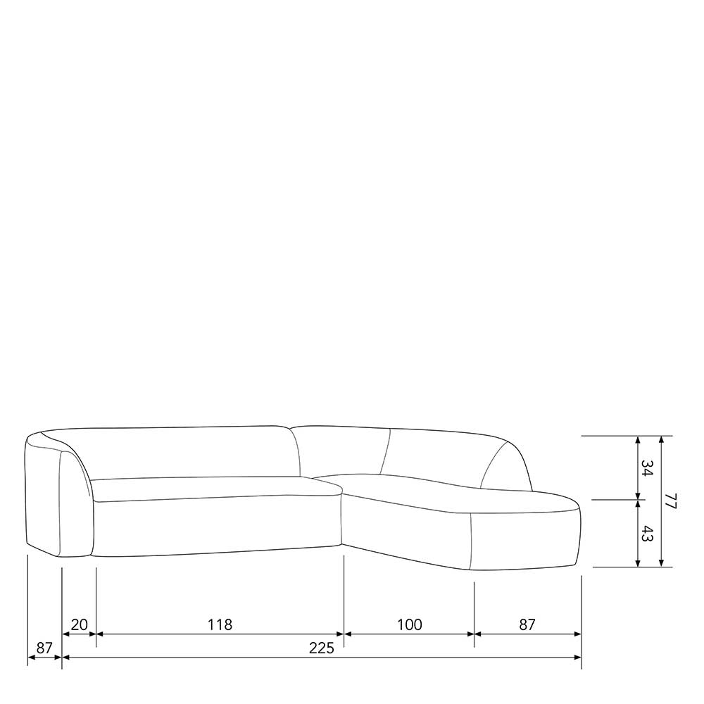 Chenille Sofaecke in Beige - Jaturna