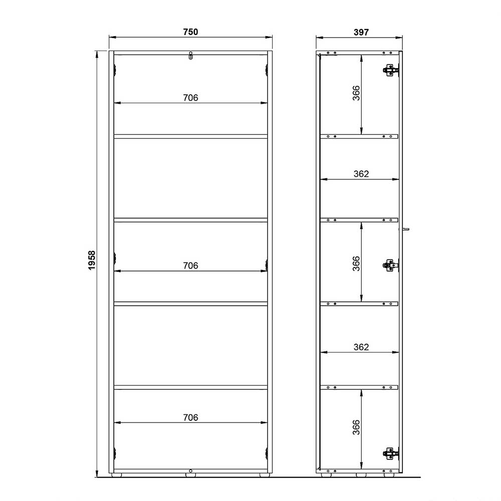 Aktenordnerschrank mit Metallgriffen - Secrema