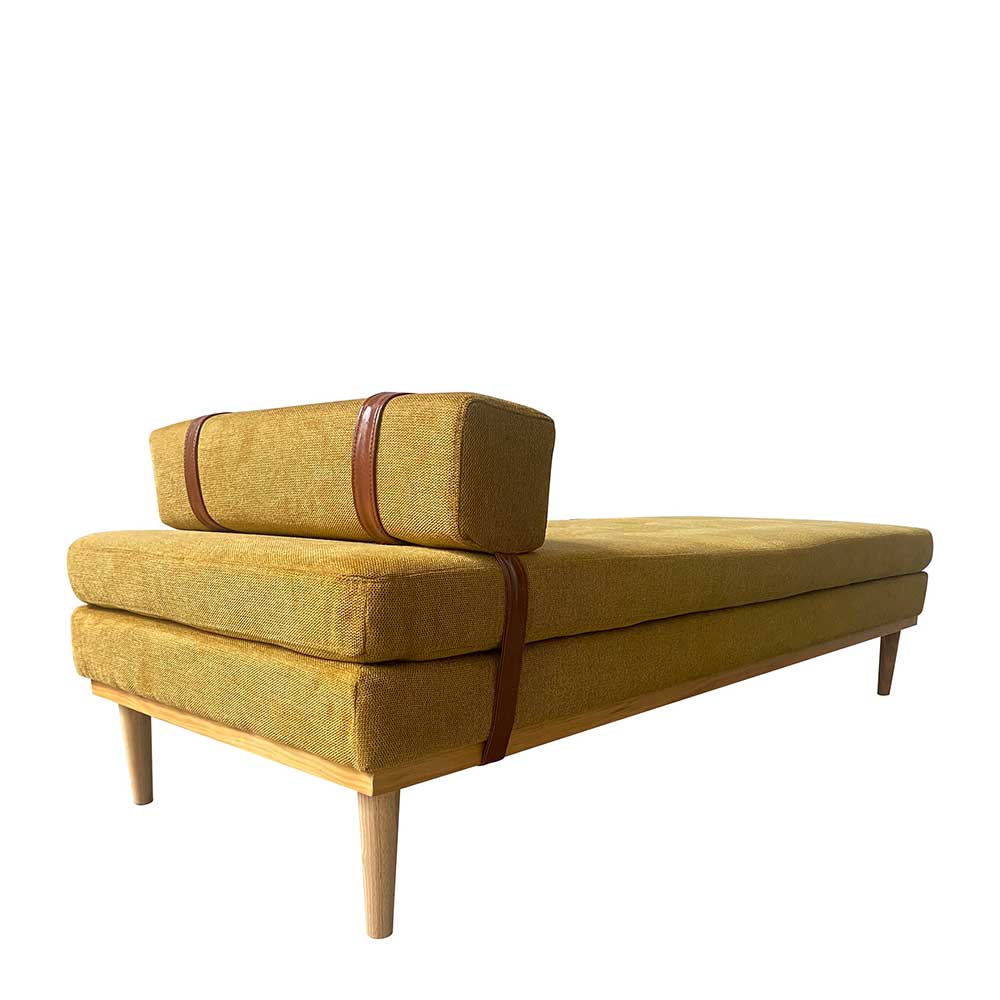 Retro Daybed Sofaliege in Gelb & Natur - Loppia