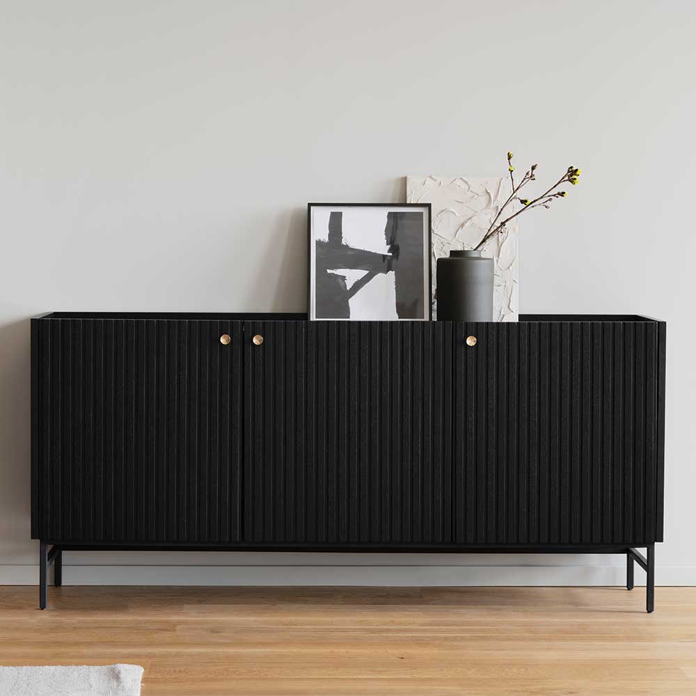 3-türiges Sideboard in Schwarz - Hemorian