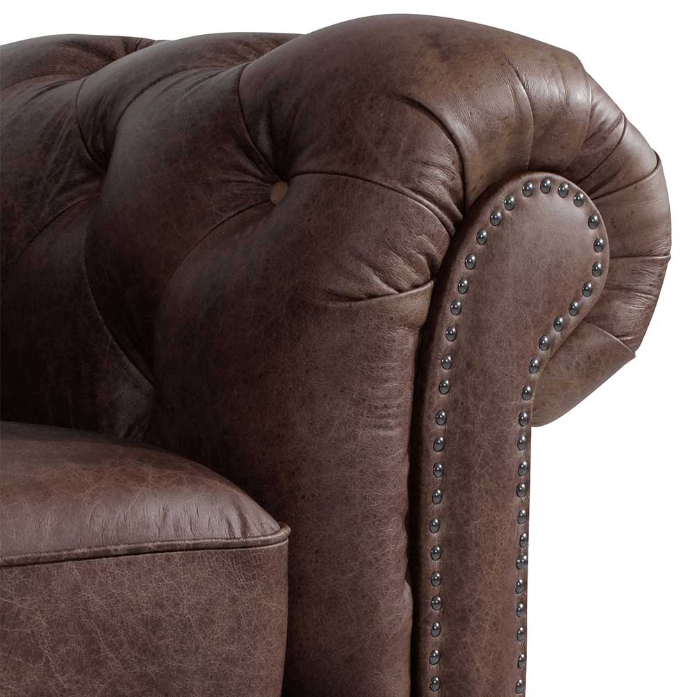 Chesterfield-Sofa aus braunem Leder - Lord