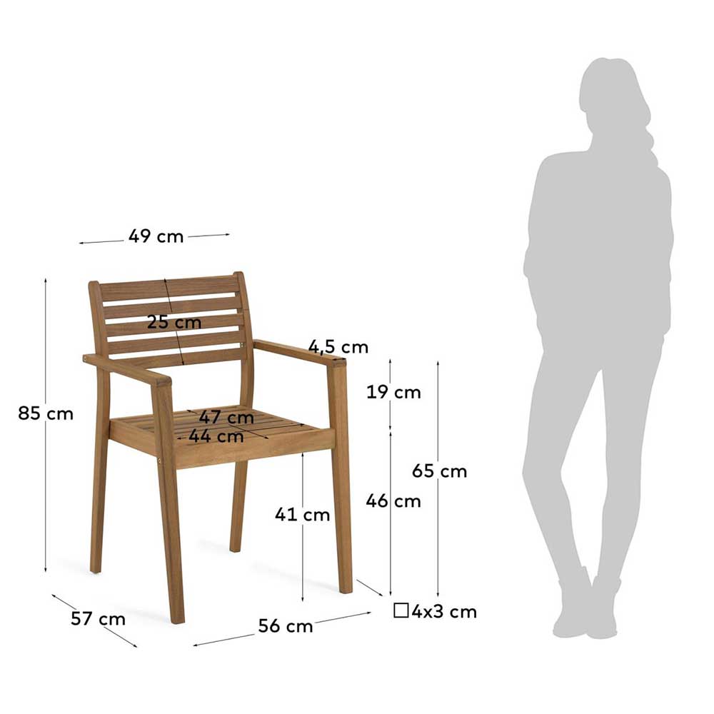 Gartenstuhl mit Armlehnen aus Holz - Tefano (2er Set)