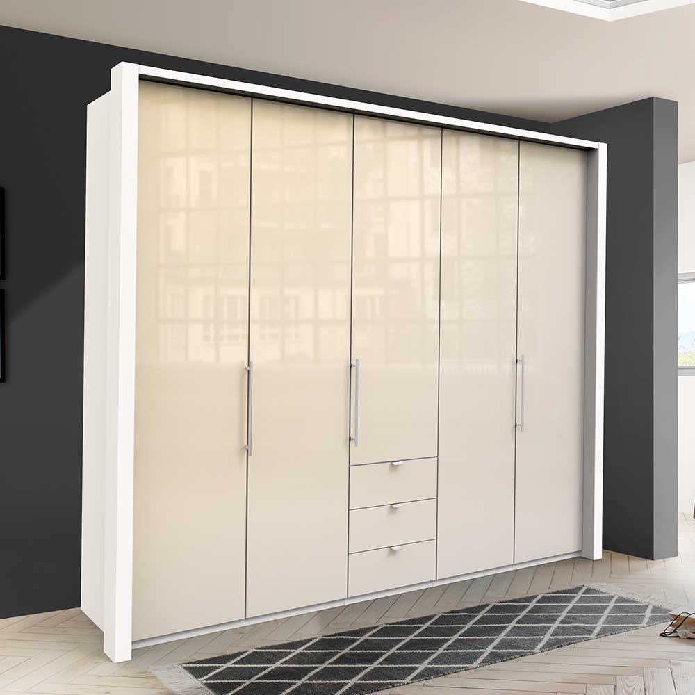 Designer Kleiderschrank mit Glasbeschichtung Creme - Zidarie