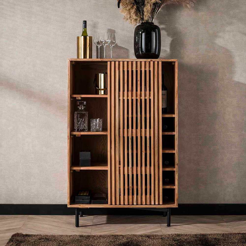 Design Weinschrank mit Lamellen Schiebetür - Janana