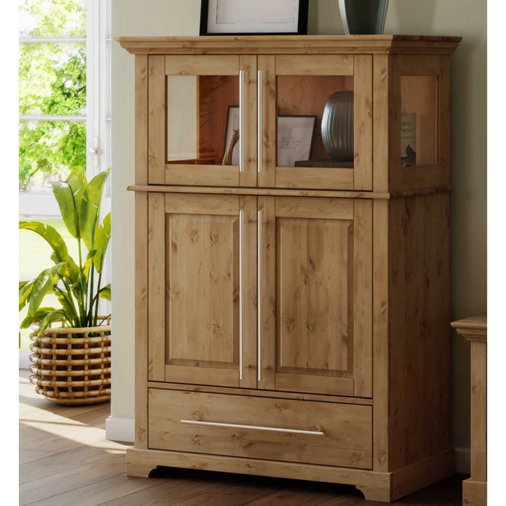 94x133x39 Modern Country Highboard aus Kiefer massiv - Noellisa