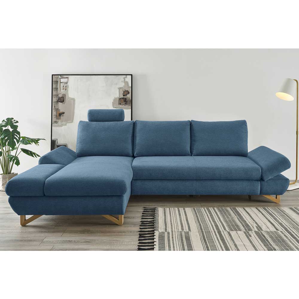 Polsterecke Schlafsofa in Blau - Baonga